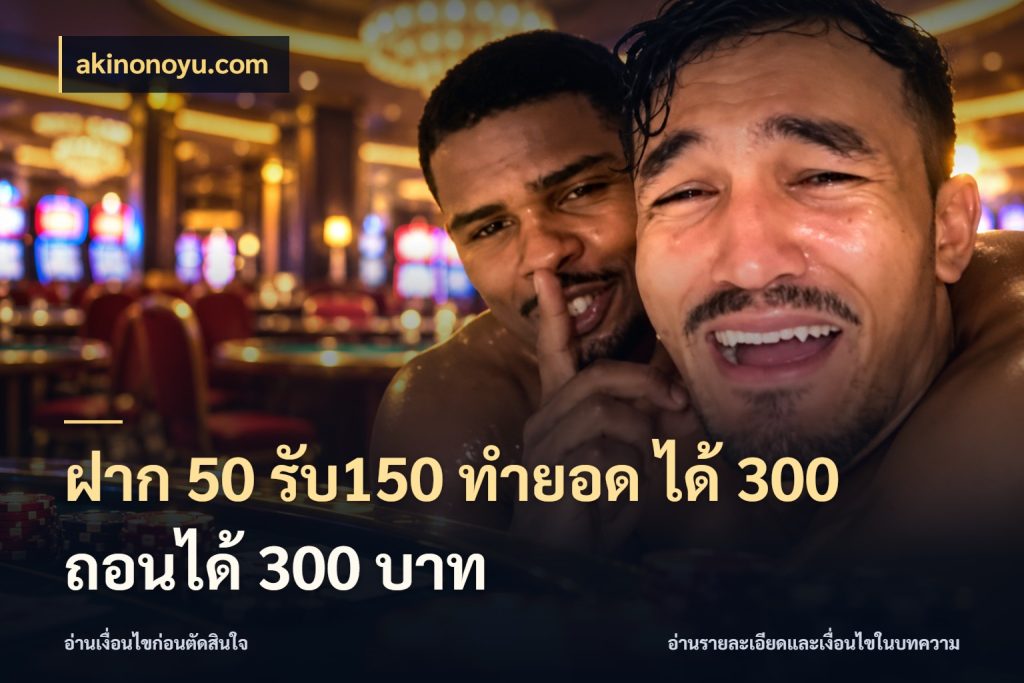 ฝาก 50 รับ150 ทำยอด ได้ 300 ถอนได้ 300 บาท จุดเด่นของเครดิตที่คนชอบเกมอยากรู้ ในมุม akinonoyu.com