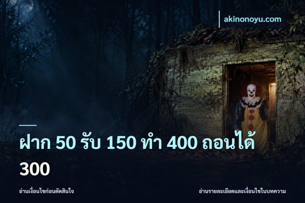 ฝาก 50 รับ 150 ทํา 400 ถอนได้ 300