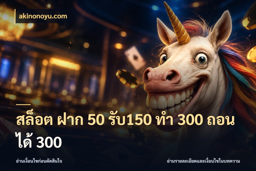 สล็อต ฝาก 50 รับ150 ทํา 300 ถอนได้ 300 เครดิตกับรูปแบบโปรที่ตรงใจ สไตล์ akinonoyu.com