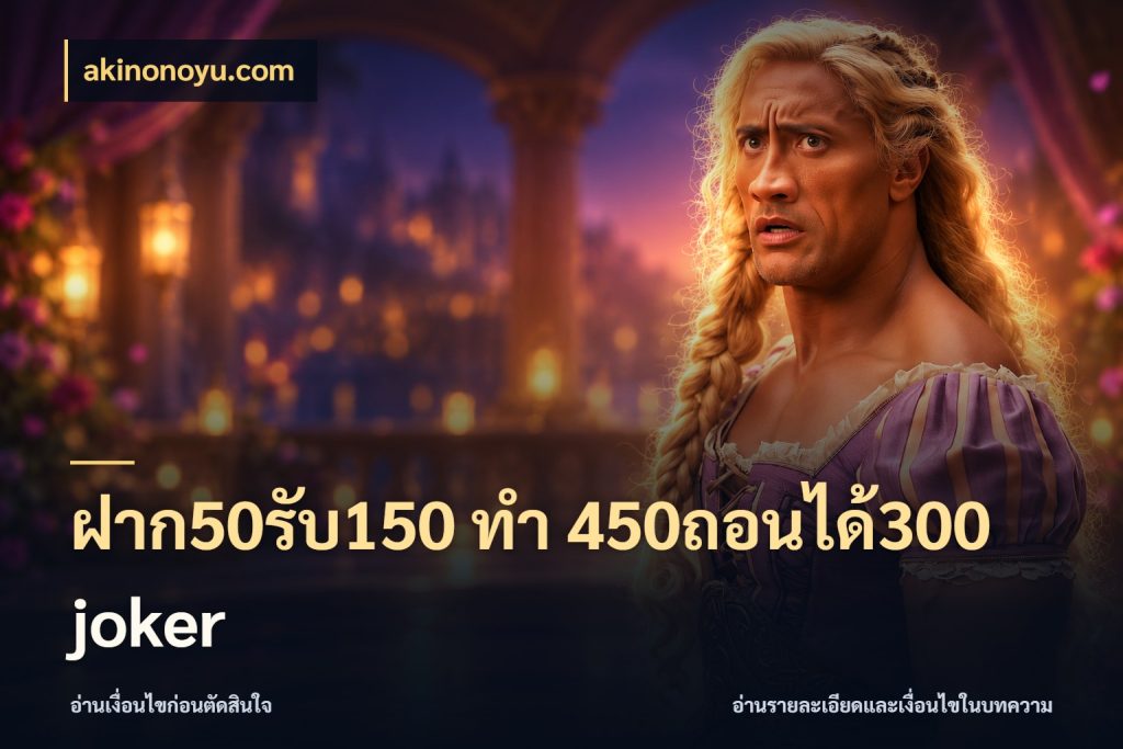 ฝาก50รับ150 ทํา 450ถอนได้300 joker สีสันของโปรฝากและยอดรับ กับ akinonoyu.com