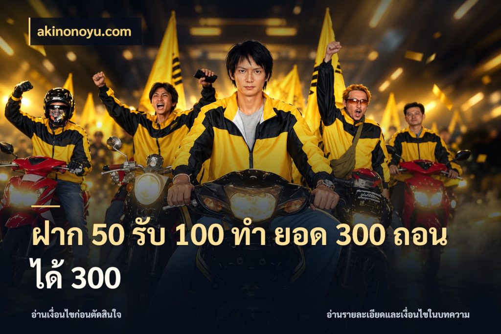 ฝาก 50 รับ 100 ทํา ยอด 300 ถอนได้ 300 ยอดฝากและยอดรับในมุมของคนชอบลุ้น สไตล์ akinonoyu.com