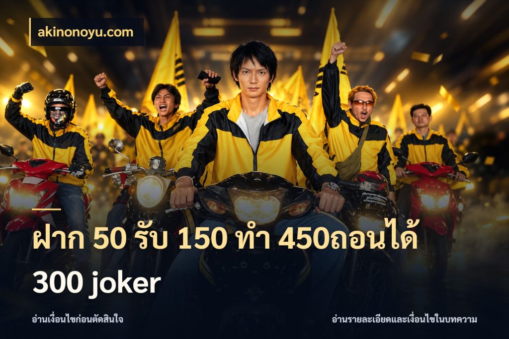 ฝาก 50 รับ 150 ทํา 450ถอนได้ 300 joker akinonoyu.com เปิดมุมโปรให้เข้ากับเกมแนวโปรด