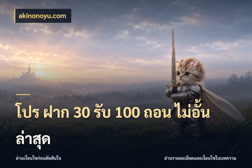 โปร ฝาก 30 รับ 100 ถอน ไม่อั้น ล่าสุด รูปแบบโบนัสกับสิทธิ์ของสายเกม กับ akinonoyu.com